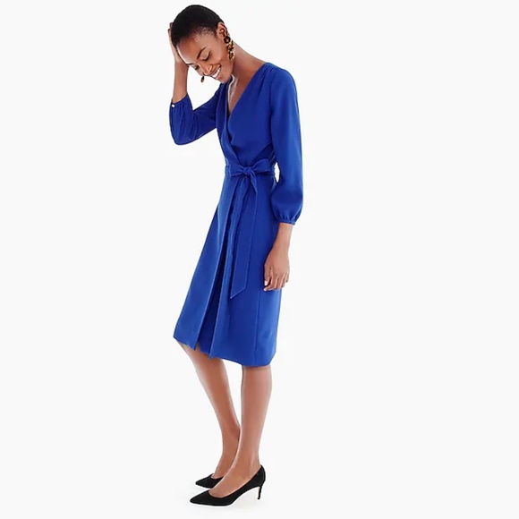 🌸Wrap Dress in 365 Crepe in Blue Ocean Size 2 - Picture 3 of 5